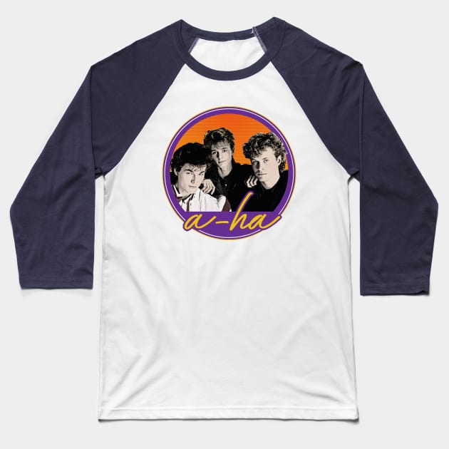 Retro 80s Style A-Ha Fan Art Design Baseball T-Shirt by DankFutura